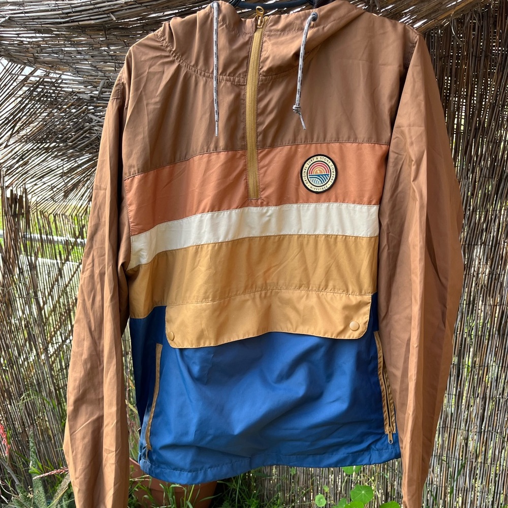 Men's Colorblock Lightweight Anorak Jacket - Tan/Blue